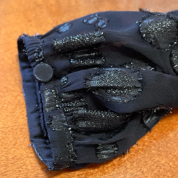 J.Crew Black Tie-Waist Metallic Dot Jacquard Long Sleeve Top NWT - Picture 10 of 12